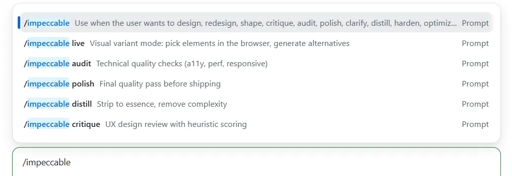Impeccable in GitHub Copilot app